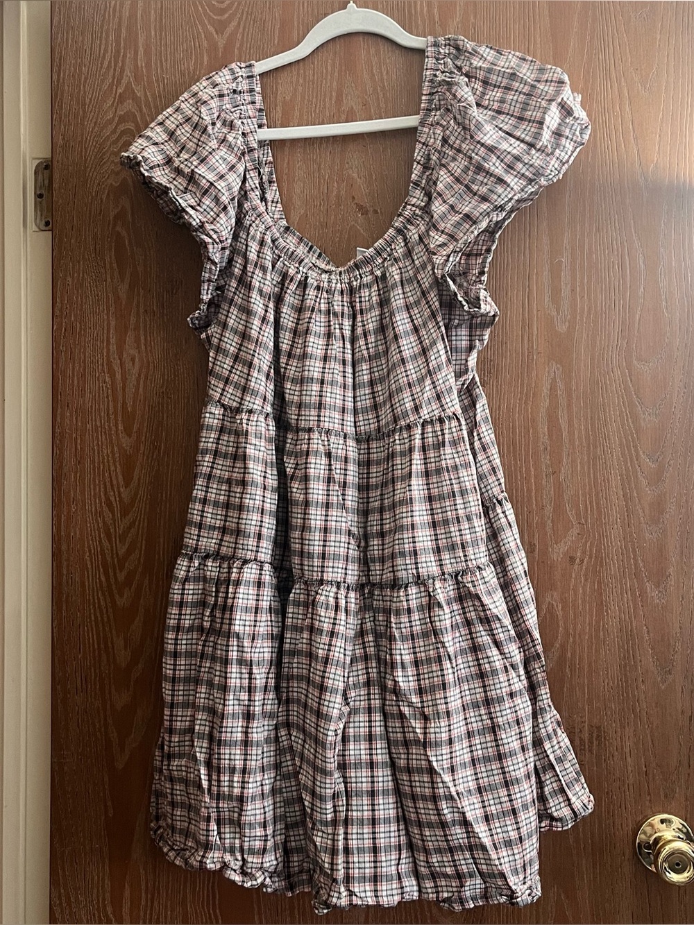 Old navy plaid off the shoulder tiered mini dress women’s XXL